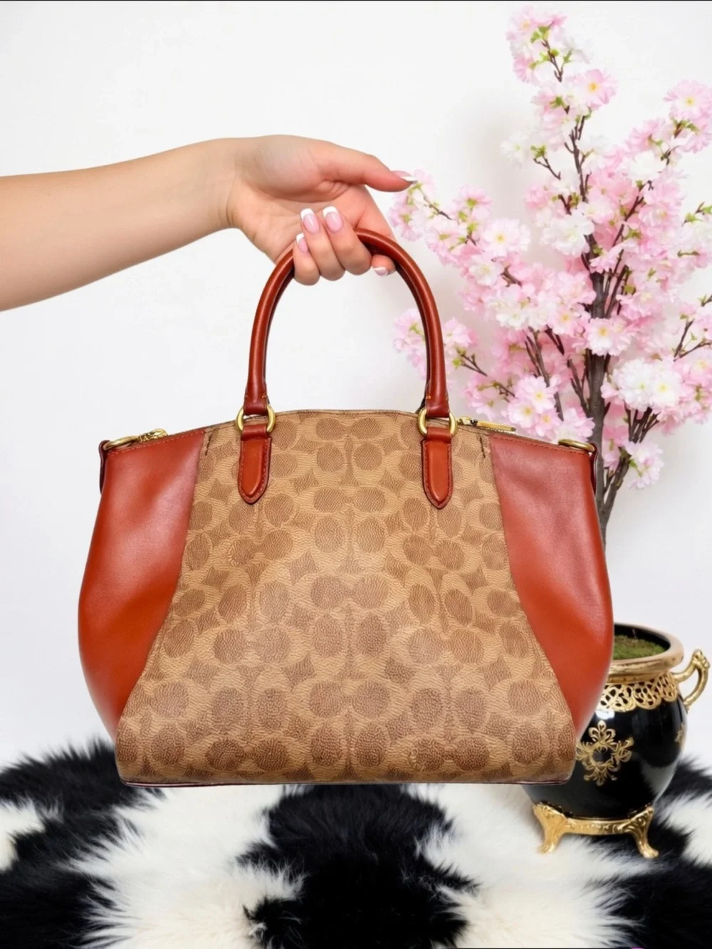 COACH ELISE SATCHEL 79364 SIGNATURE CANVAS CROSSBODY BAG